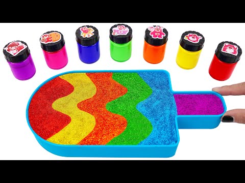 Satisfying Video l How to make Rainbow Slime Ice Cream Bathtub FROM Mixing Glitter AND Painting ASMR