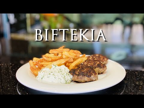 Greek Biftekia with Potatoes. Greek Meatball Burgers. Baked Greek-Style Beef Patties Recipe Tutorial