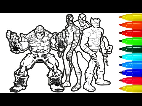 Thanos Spiderman Venom Hulk Wolverine Thor Coloring Pages