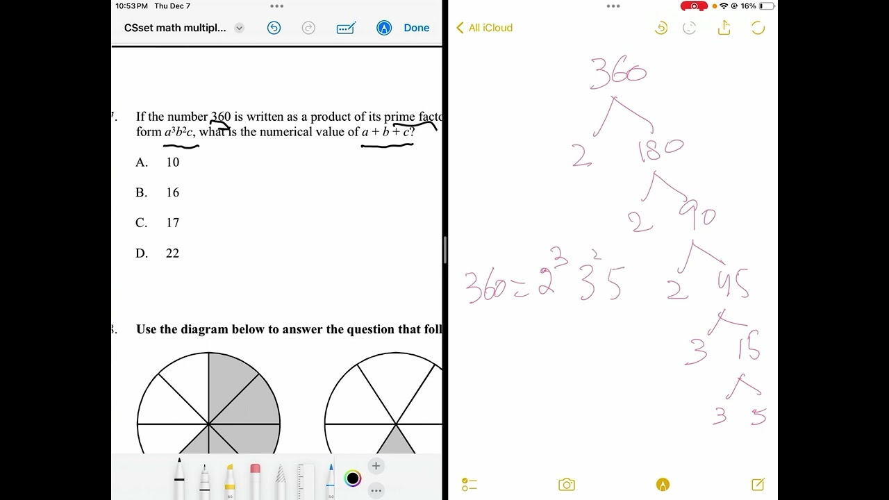 CSET multiple subject subset 2 (Prime factorization)