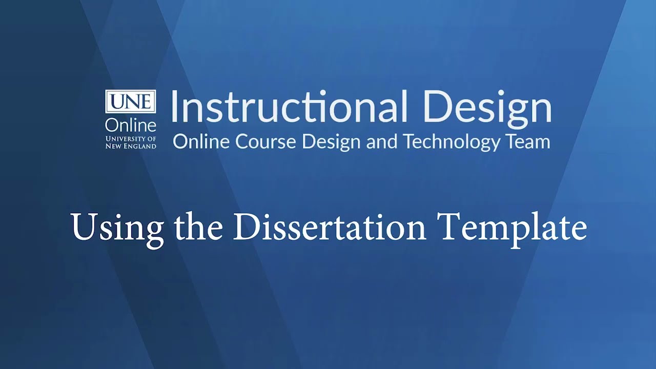 Using the Dissertation Template
