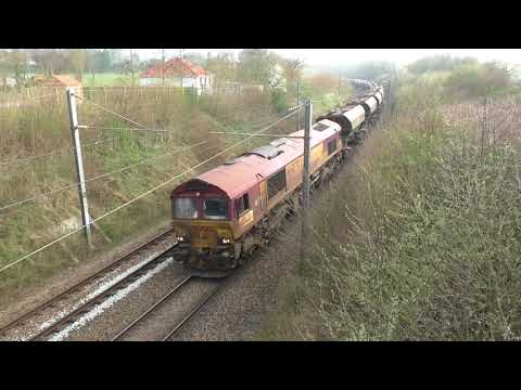 (HD) Euro Cargo Rail 66029 departs Caffiers with a train for Paris - 2/4/17