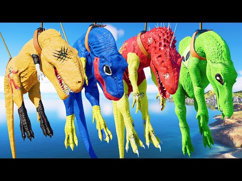 (🦖Jurassic World Evolution 2)Freddy Giganoto,Huggy Wuggy T-Rex,Firestorm I-Rex Dinosaurs Fight