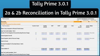2A And 2B Reconciliation in tally prime 3.0.1 | Tally prime 3.0 @professionalprime