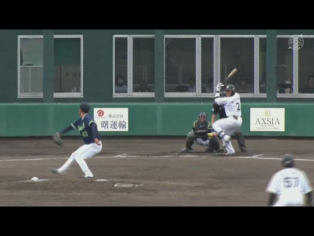 【ファーム】マリーンズ・松川虎生がライトへのタイムリー2ベースヒットを放つ!!  2023年5月11日 千葉ロッテマリーンズ 対 東京ヤクルトスワローズ