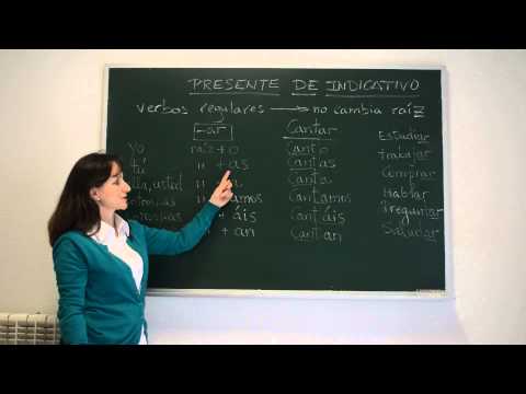 La conjugación de los verbos regulares de presente que terminan en 'ar'