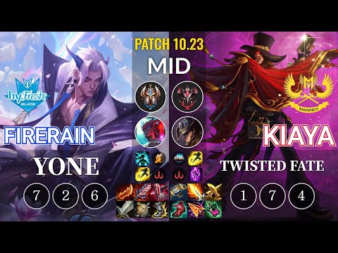 hyF FireRain Yone vs GAM Kiaya Twisted Fate Mid - KR Patch 10.23
