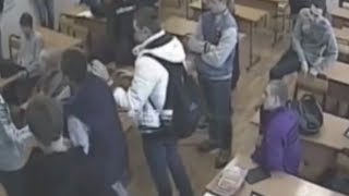CCTV Students prank gone wrong and teenager died as teacher looks on in classroom