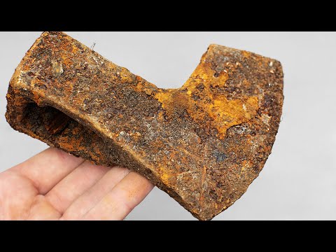 Old Rusty German Ax Restoration. Ax from the Battlefield