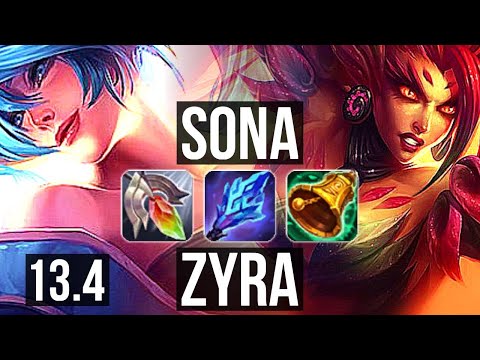 SONA & Kai'Sa vs ZYRA & Jhin (SUP) | 2.3M mastery, 1/4/33, 700+ games | KR Master | 13.4