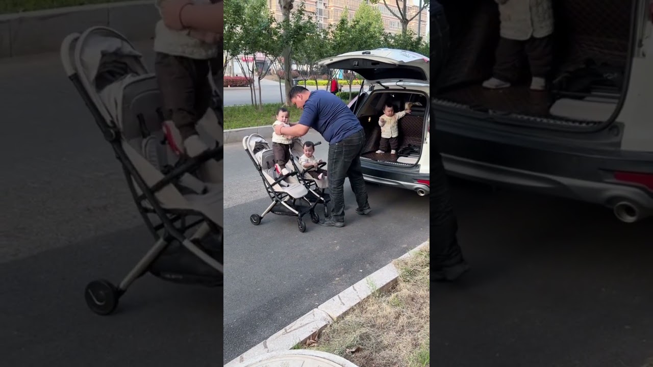 My Triplets Are Happy Anywhere with Dad #Triplets #DadLife #FamilyMoments