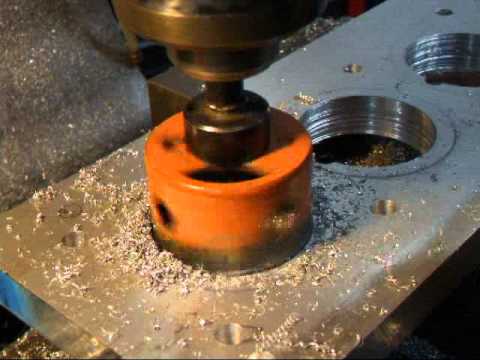 Cutting a hole with hole saw for torque plate 1
