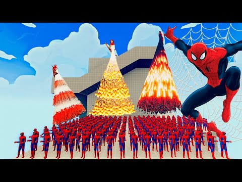 100x SPIDER MAN + 1x GIANT vs 4x EVERY GOD   Totally Accurate Battle Simulator TABS