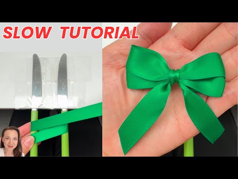 🎀 How to make a Double Bow with Ribbon - SLOW demonstration how to tie a bow | DIY Bow Maker