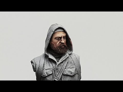 Painting a face in 1/35 with Vallejo acrylics.