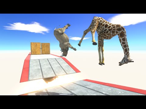 Jump or Fly. Escape From Spin Trap with Spikes and TNT - Animal Revolt Battle Simulator