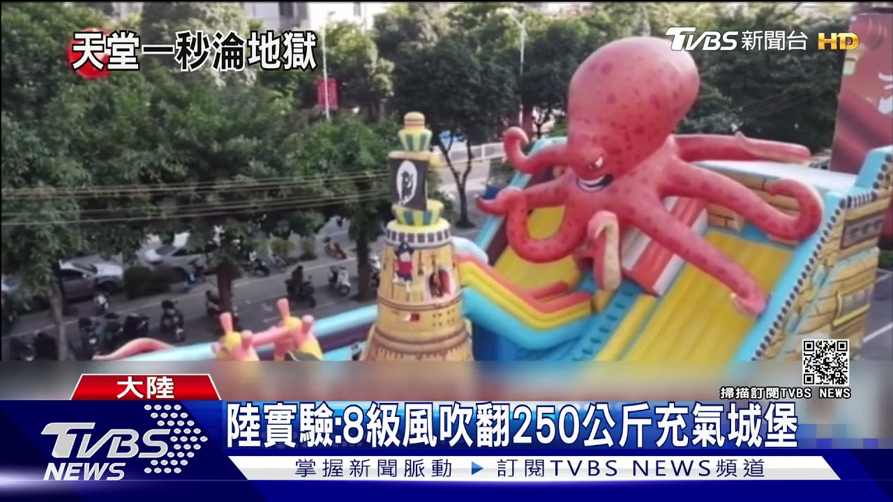 陸巨型充氣城堡遭大風吹翻　2歲女童重摔慘死