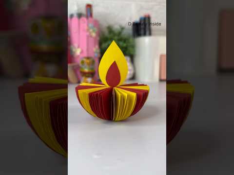 DIY paper Diya 🪔 Diwali decoration ideas #diy #craft #diwali #papercraft #diya #paperart
