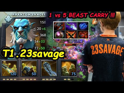 T1 23savage Phantom Lancer 12K MMR BEAST CARRY - 1 vs 5 Pro Dodge Cancer Build Dota 2 pro Gameplay