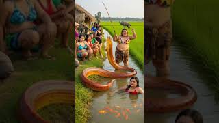 Caught the catfish and also caught the eel fish