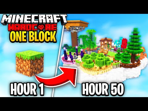 Mozi Survives 50 Hrs: ONE BLOCK SKYBLOCK Madness!