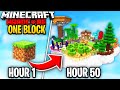 I Survived 50 Hours In ONE BLOCK SKYBLOCK In Minecraft Hardcore!