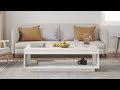Tavolino Da Salotto Bianco 110x50x33,5cm Legno Massello Di Pino - Foto miniatura 4