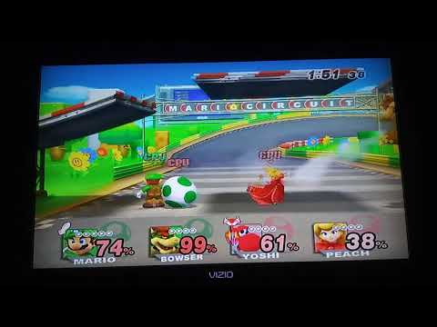 Super Smash Bros. Brawl Mario,and Bowser (CPU) VS. Yoshi,and Peach (CPU)