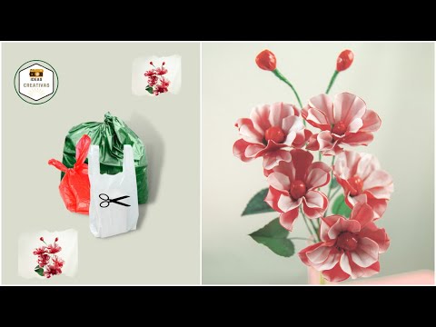 Como hacer flores con bolsas de plástico | Ideas para decorar | Manualidades fácil de hacer