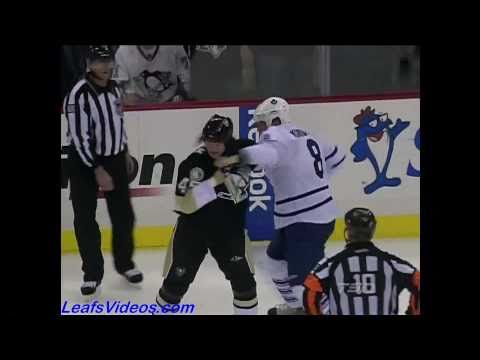 Maple Leafs @ Penguins - Mike Komisarek vs Aaron Asham - 101208