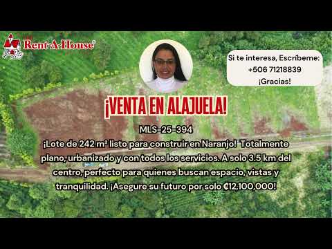 Lote de Listo para Construir en Naranjo, Alajuela