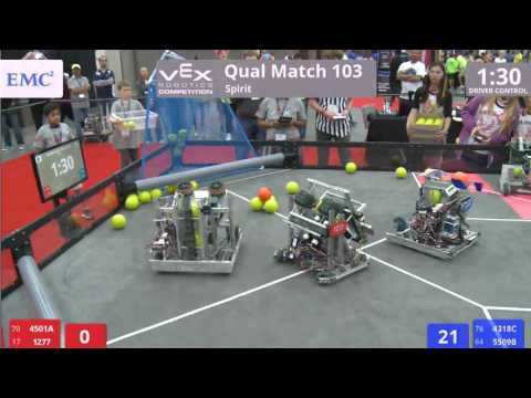 VEX Worlds 2016 - VRC Middle School - Spirit - Qual 103 (4501A 1277) 125 vs 164 (4318C 5509B)