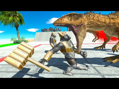 Messy Fight | 2 vs 2 | Mutant Primates VS Carnivore Dinosaurs - Animal Revolt Battle Simulator