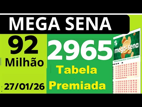 Mega-Sena lottery table for draw 2965, estimated prize of R$92,000,000.00