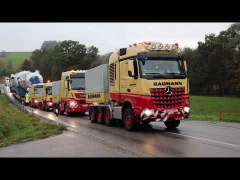 BAUMANN heavy transport in germany with 5 trucks