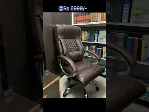 Mid back brown leather office chair, warranty: 3 years