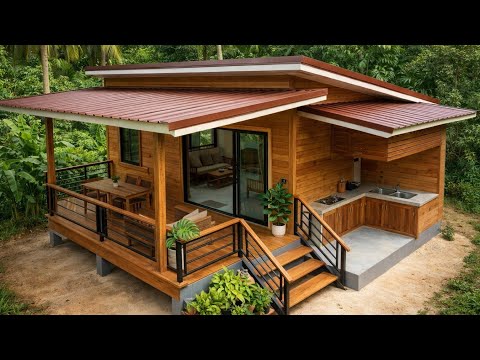 The couple built a spacious wooden house with a kitchen, bathroom, and convenient furnishings.