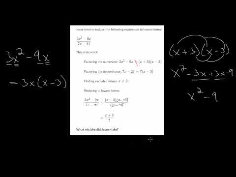 Reduce Rational Expressions to Lowest Terms: Error Analysis