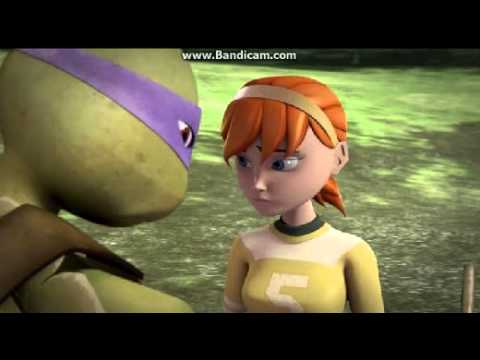 April kisses Donatello - A Foot Too Big