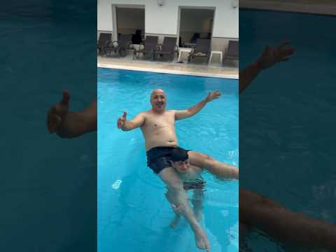 Dad on Shoulder in Pool #funny #fun #dad #pool