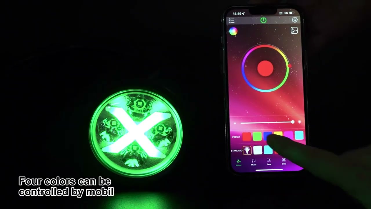 4" (10 cm) "X FACTOR" serijos žibintas 40W SPOT su RGB (komplektas 2vnt)
