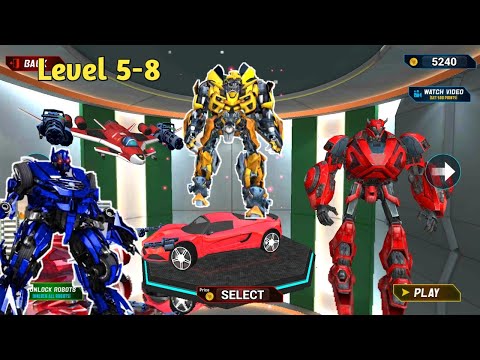 Optimus Prime Multiple Transformation Jet  Robot Car Games Unlocked Level 5-8 - Android Gameplay
