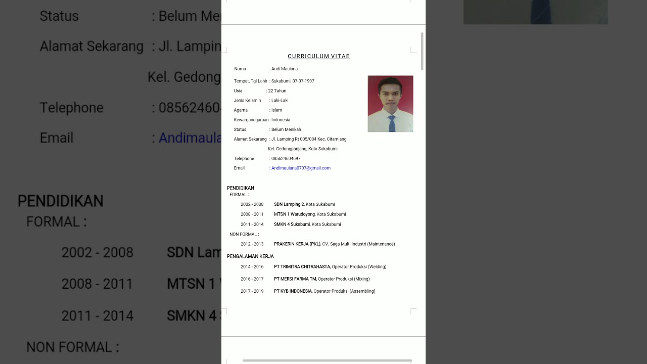 Daftar Riwayat Hidup (CV)