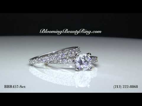 Petite Bridal Rings Set By BloomingBeautyRing.com #BBR457-Set