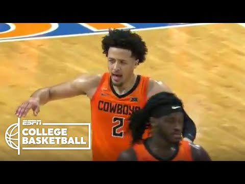 2021年NBA模擬選秀第一人凱德-康寧漢姆的俄克拉荷馬州立大學首秀|ESPN大學籃球。 (2021 NBA Mock Draft No. 1 pick Cade Cunningham's Oklahoma State debut | ESPN College Basketball)