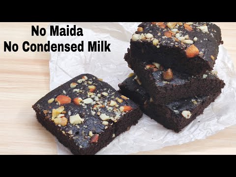 Chocolate Fudgy Brownie Without Maida, Condensed milk, Egg, Oven | चॉकलेट बराऊनी बनाए बिना अंडे ऑवन|