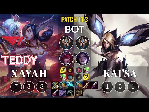 T1 Teddy Xayah vs Kai'Sa Bot - KR Patch 11.3