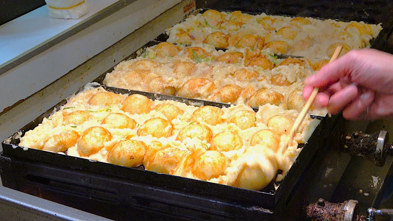 大阪のたこ焼き　(たこ焼 鉄板焼 花火)　Japanese Street Food in Naniwa　Osaka Specialty Takoyaki　大阪浪速的美味章鱼烧