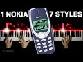 NOKIA TUNE In 7 STYLES ON PIANO