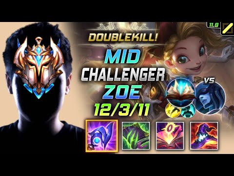 Challenger Zoe MID vs Lissandra - 천상계 미드 조이 템트리 룬 루덴 봉풀주 - LOL KR 11.9